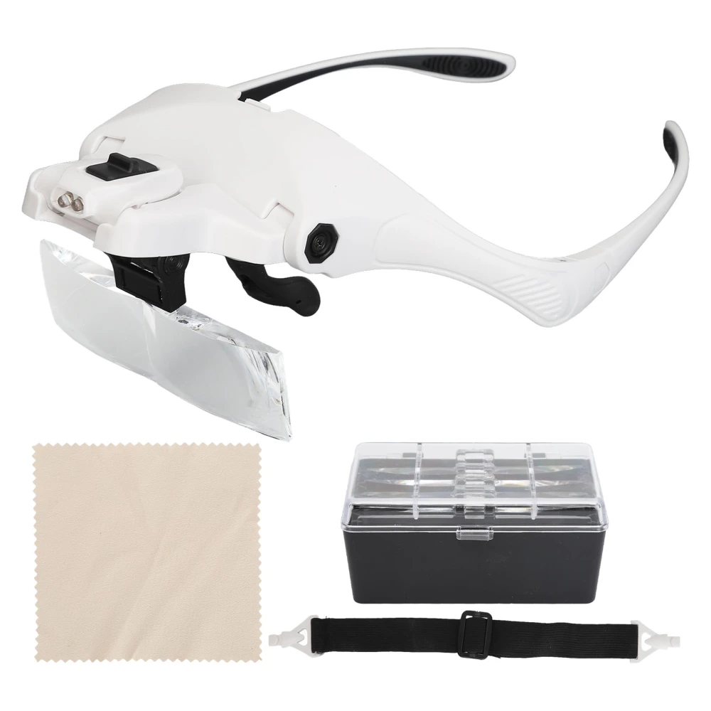 Eyeglasses Magnifier for Reading Embroidery Maintenance Carving LED Lens Magnifying Glass Bracket Headband