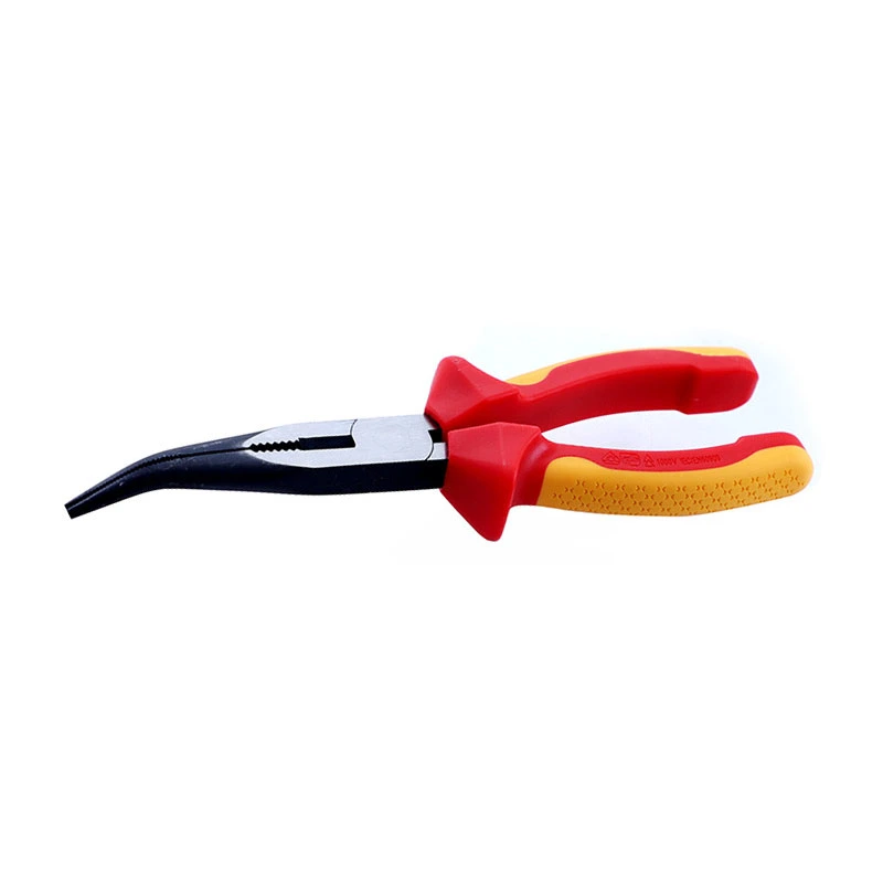 8 Inch Bent Needle Nose Plier Insulated 1000V High Pressure Resistant Multifunction Angled Long Needle Nose Plier