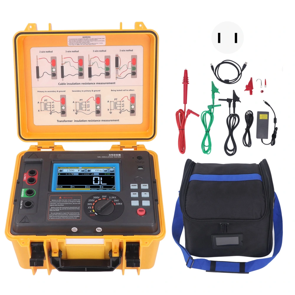 Insulation Resistance Tester High Voltage Resistance Megohmmeter with Waterproof Box ETCR3500B AC100‑240V US Plug