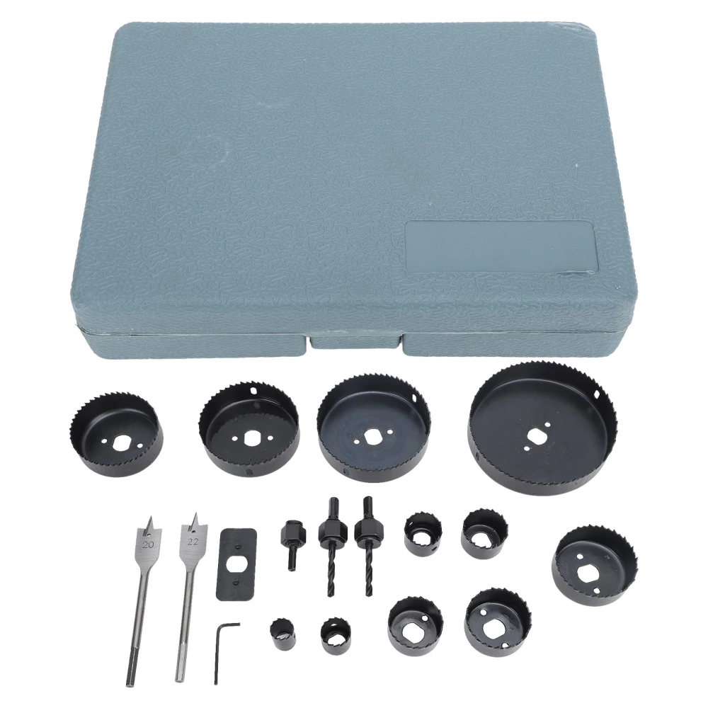 18PCS Set Hole Saw Set Carbon Steel Multifuctional Efficient Hole Saw Kit for Plasterboards with Storage Box