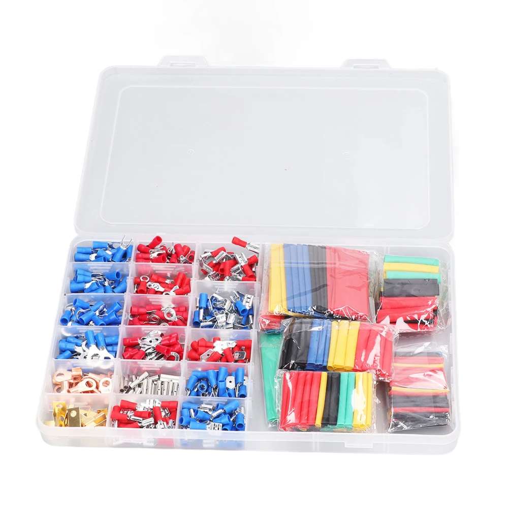 678PCS Cold Pressed Terminals Kit Rubber Electrical Insulated Terminals Assortment Kit with Storage Box