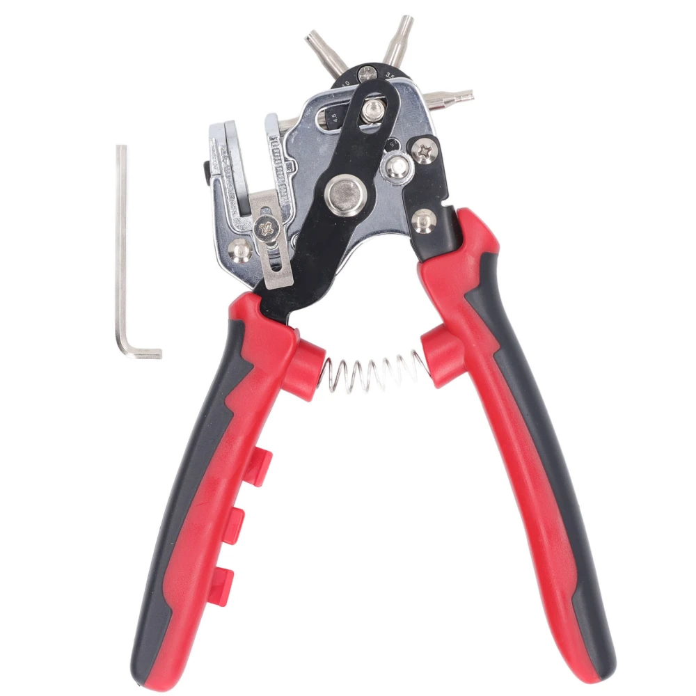 Leather Hole Punch 6 Holes 360 Degree Rotating Adjustable Margin V Shaped Knife Edge Belt Hole Puncher