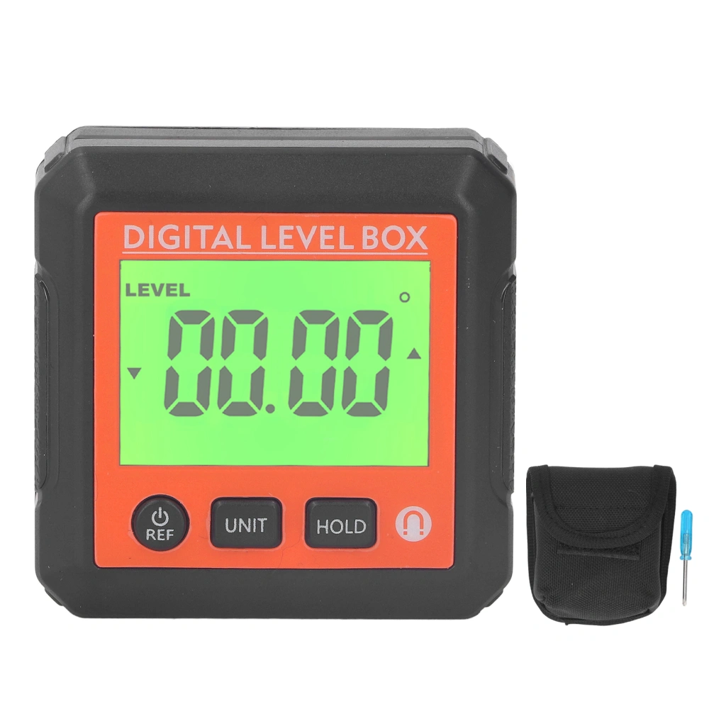 Digital Level Box High Accuracy Magnetic Portable Protractor Inclinometer Angle Gauge for Woodworking Construction Site Orange