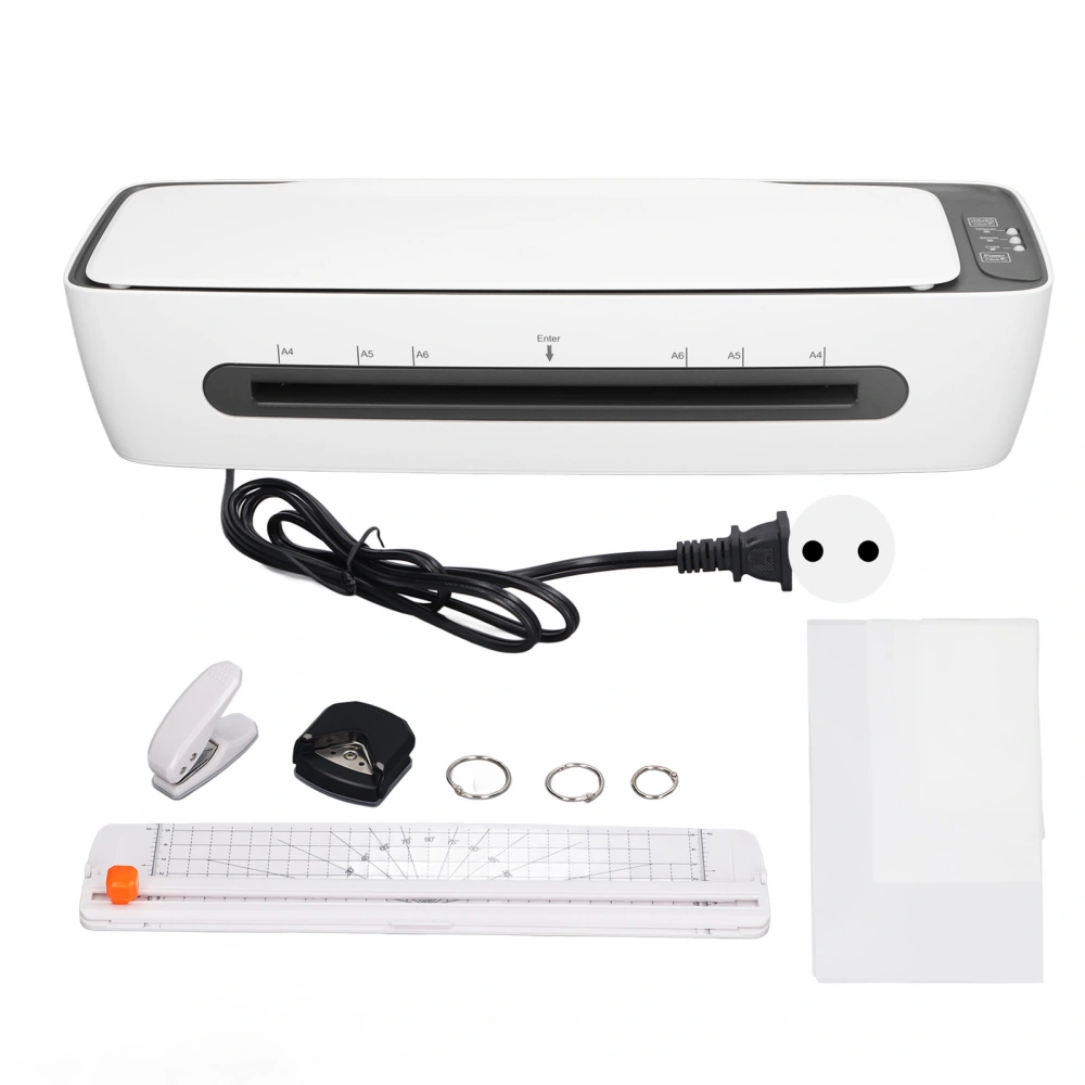 Photo Laminating Machine Hot Cold A4 Laminator with 12 Laminating Sheets Hole Punch Paper Cutter Corner Rounder EU Plug 220‑240V