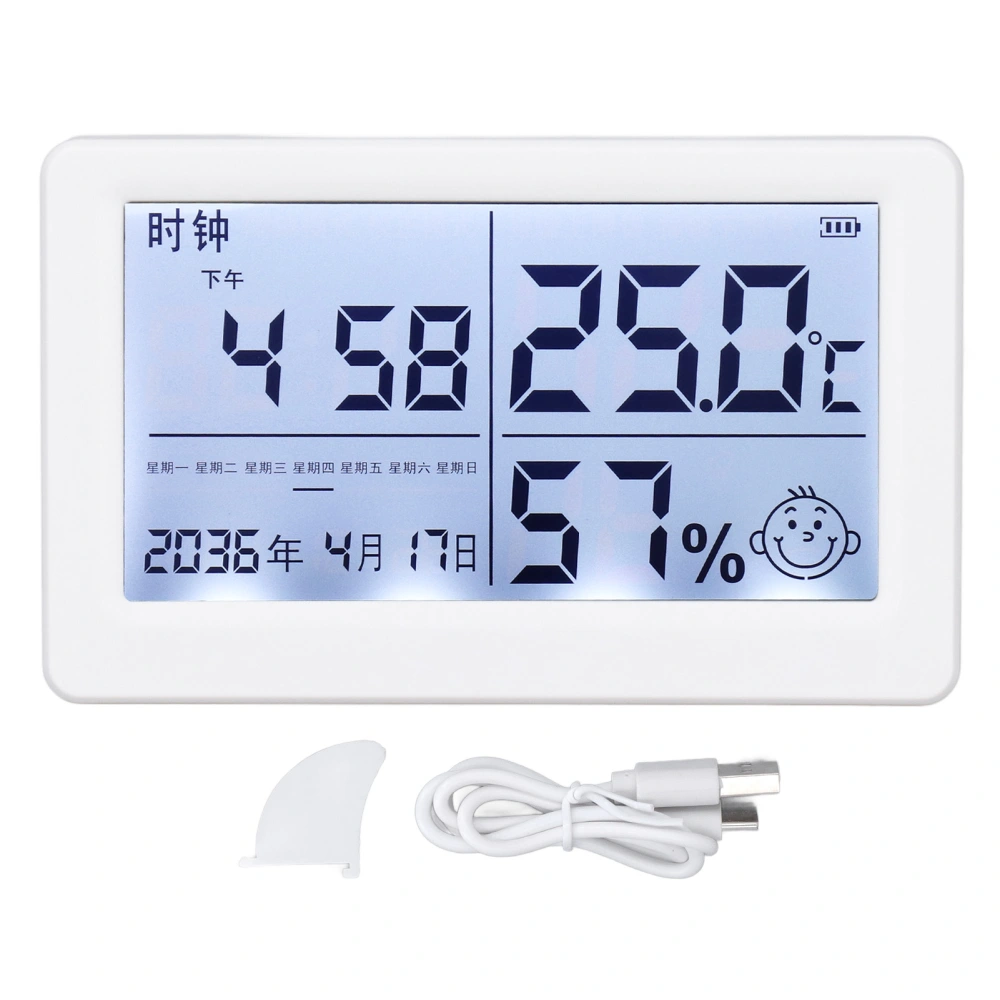 Temperature Humidity Monitor Temp Tester 4.5in Display Thermometer Hygrometer 5V for Home Room