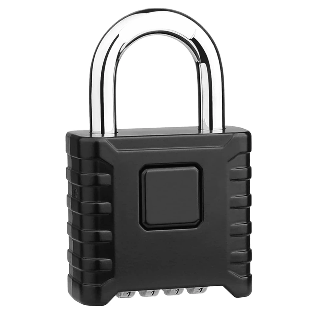 Security Padlock 4 Digits Resettable Combination Lock Stainless Steel for Cabinet Toolbox Black