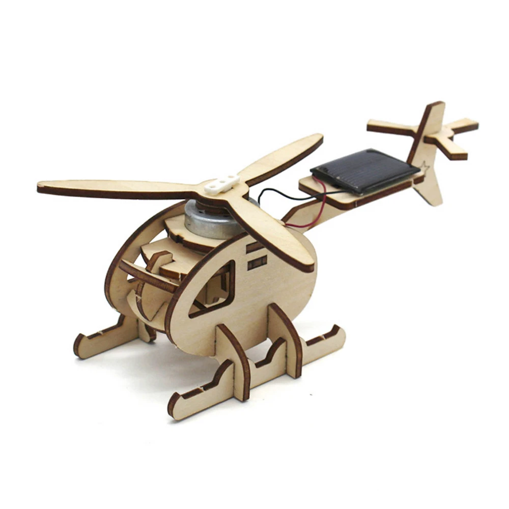 Solar Helicopter Model Wooden Helicopter Toy Puzzle Toy Home Decoration for Kids Children