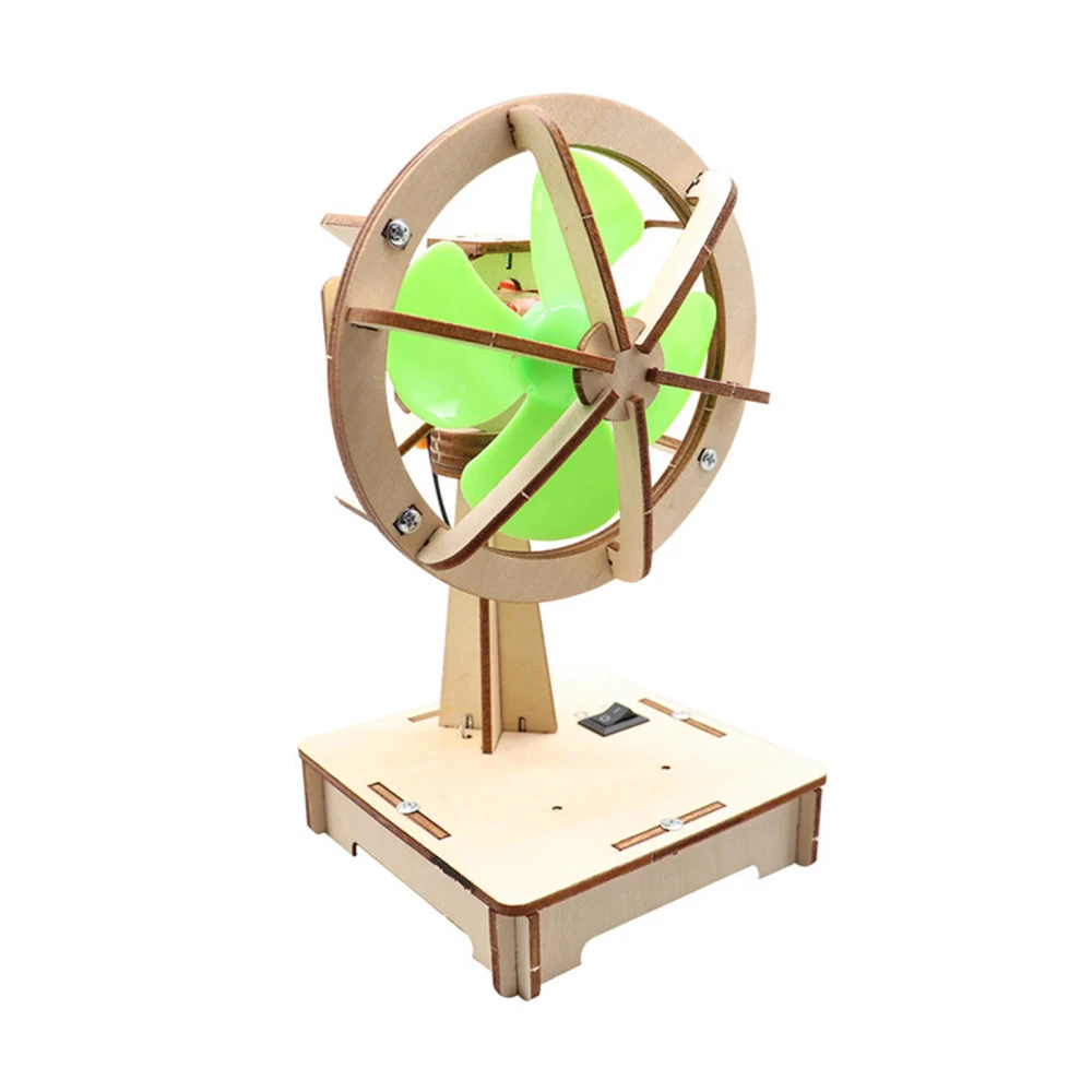 Wood Fan Model DIY Electric Oscillating Fan Building Kit for Children Kids Science Classes