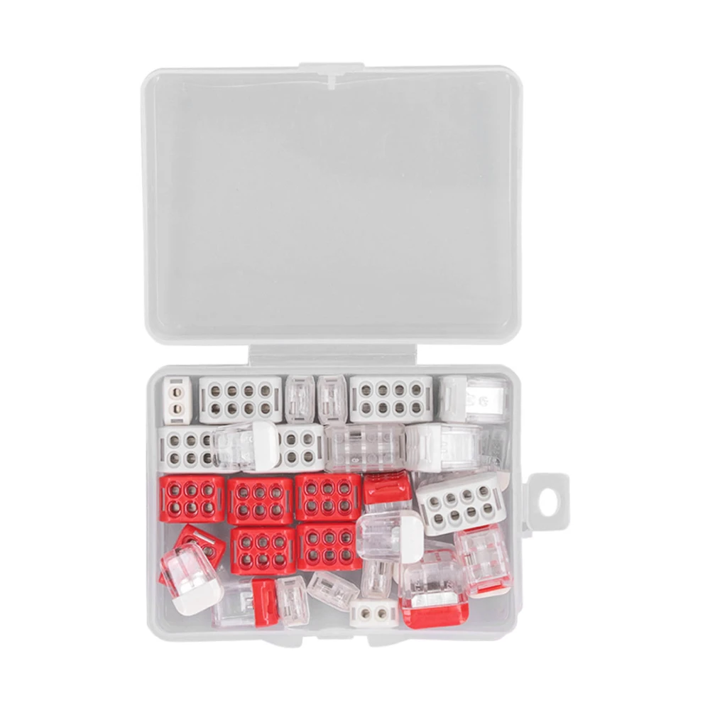 32PCS Set Mini Non Twist Connector Parallel Electrical Push In Wire Connector with Storage Box