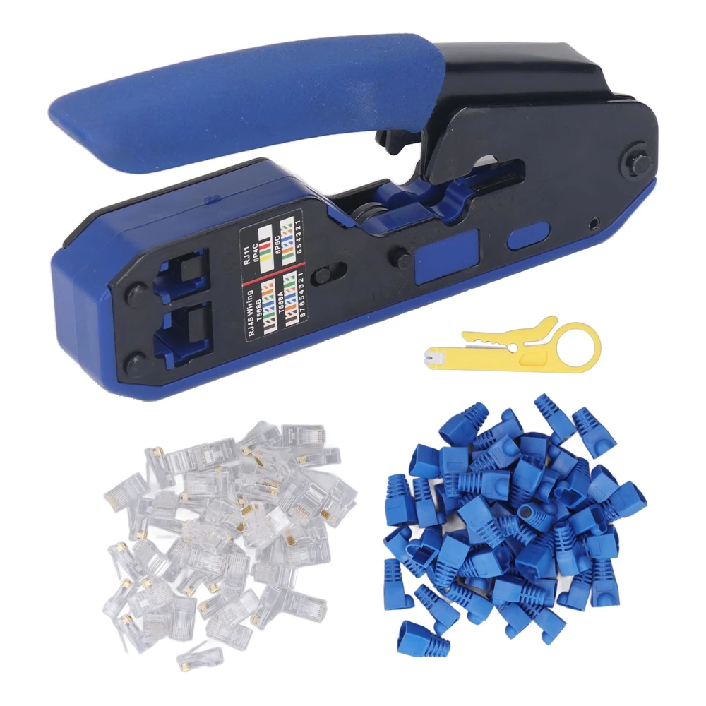 RJ45 Crimping Tool Wire Terminal Crimper Stripper Kit for Cat5 Cat5e Cat6 Pass Through Connector