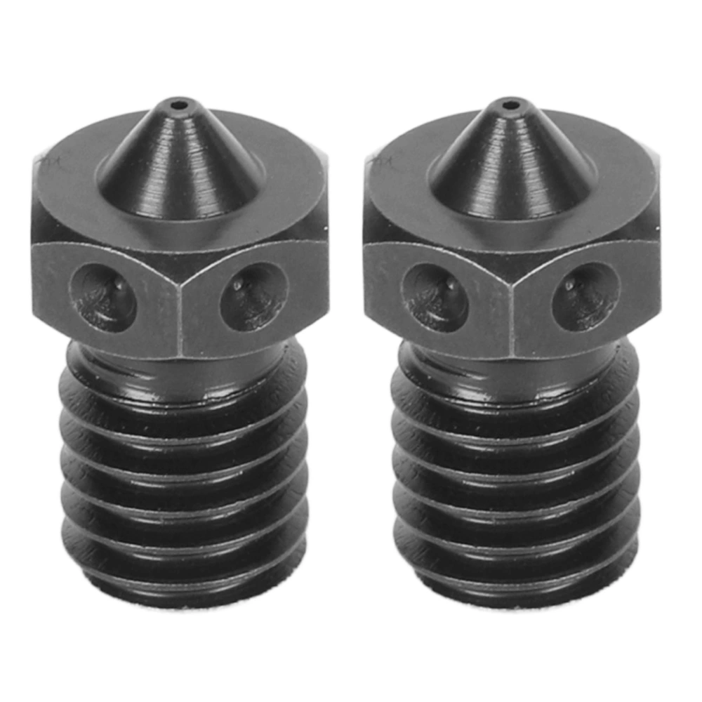 2Pcs 3D Printer Extruder Nozzle Hardened Steel 0.4mm Aperture High Temperature Resistant 3D Printer Nozzle for V6