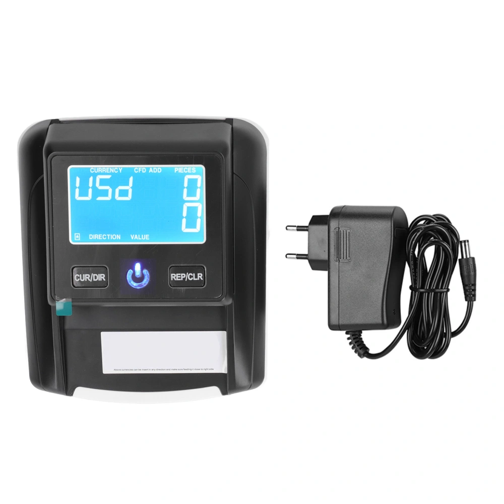 Counterfeit Bill Detector Portable Rechargeable 4 Way Direction USD EUR Bill Checker Machine AC100‑240V EU Plug