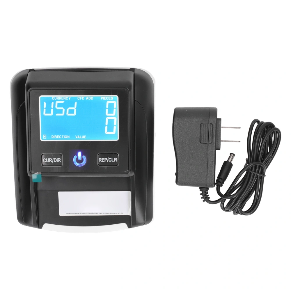 Counterfeit Bill Detector Portable Rechargeable 4 Way Direction USD EUR Bill Checker Machine AC100‑240V US Plug