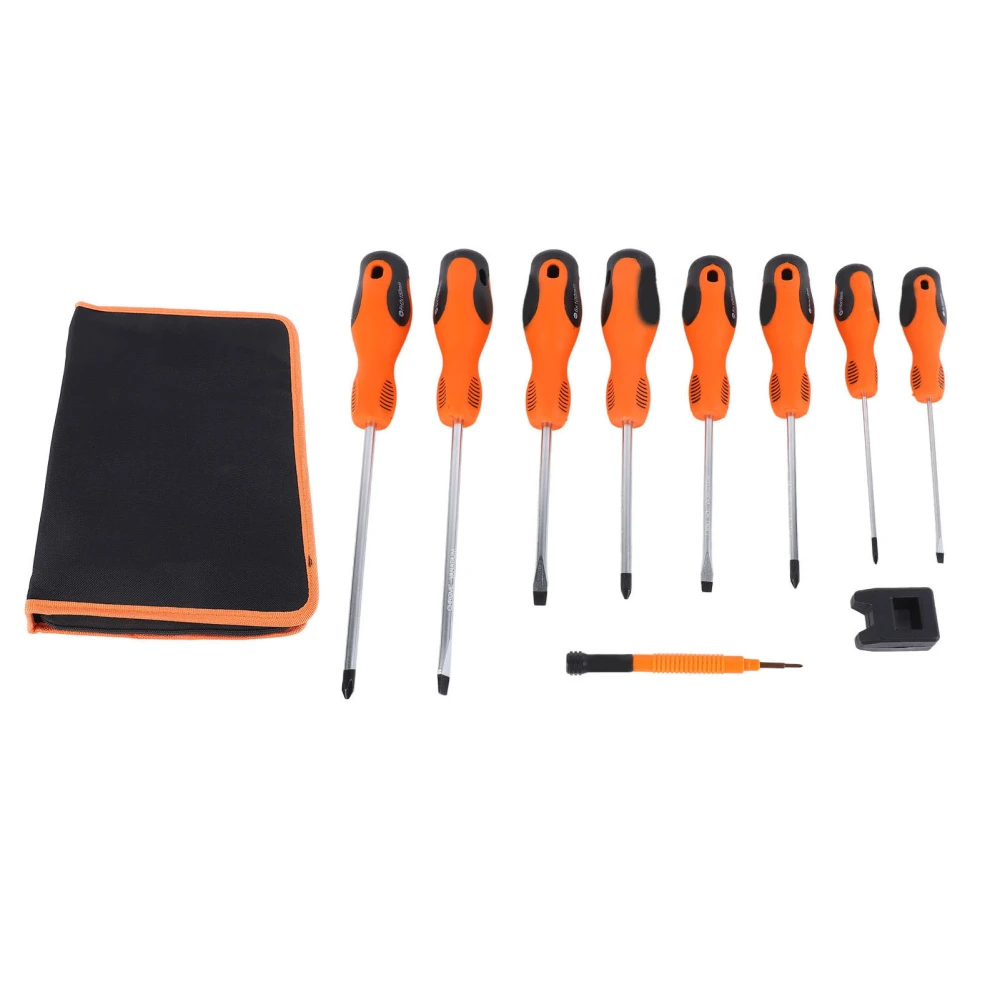 10Pcs Screwdriver Steel Bit Rubber Handle Cross Slot Magnetic Head Tool for Repair Maintenance