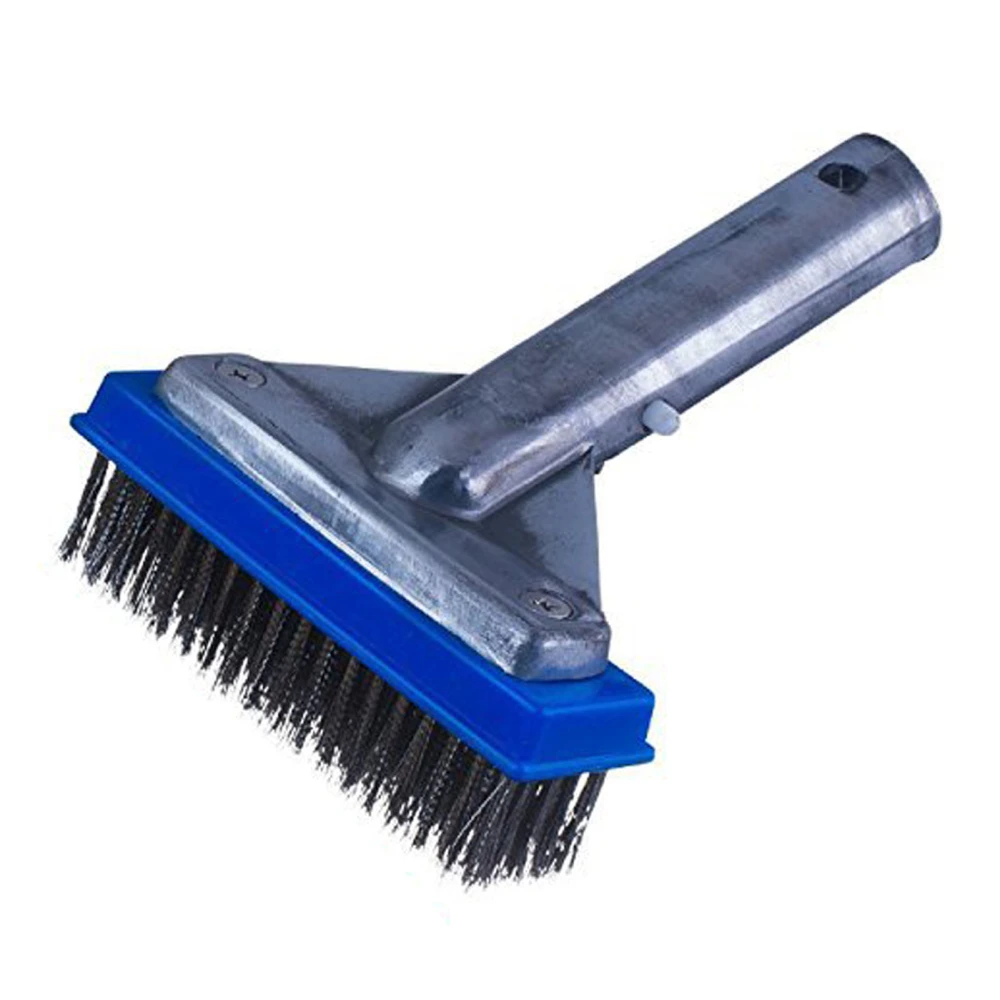 5in Pool Cleaner Brush Stainless Steel Bristles Aluminum Alloy Handle Swimming Pool Cleaner for Tiles Floors Steps