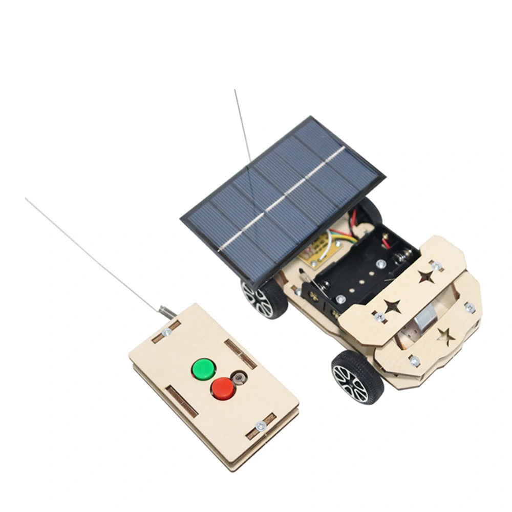 Solar Wireless Remote Control Car Model DIY Wooden Kid Electric Motor Building Project for Education