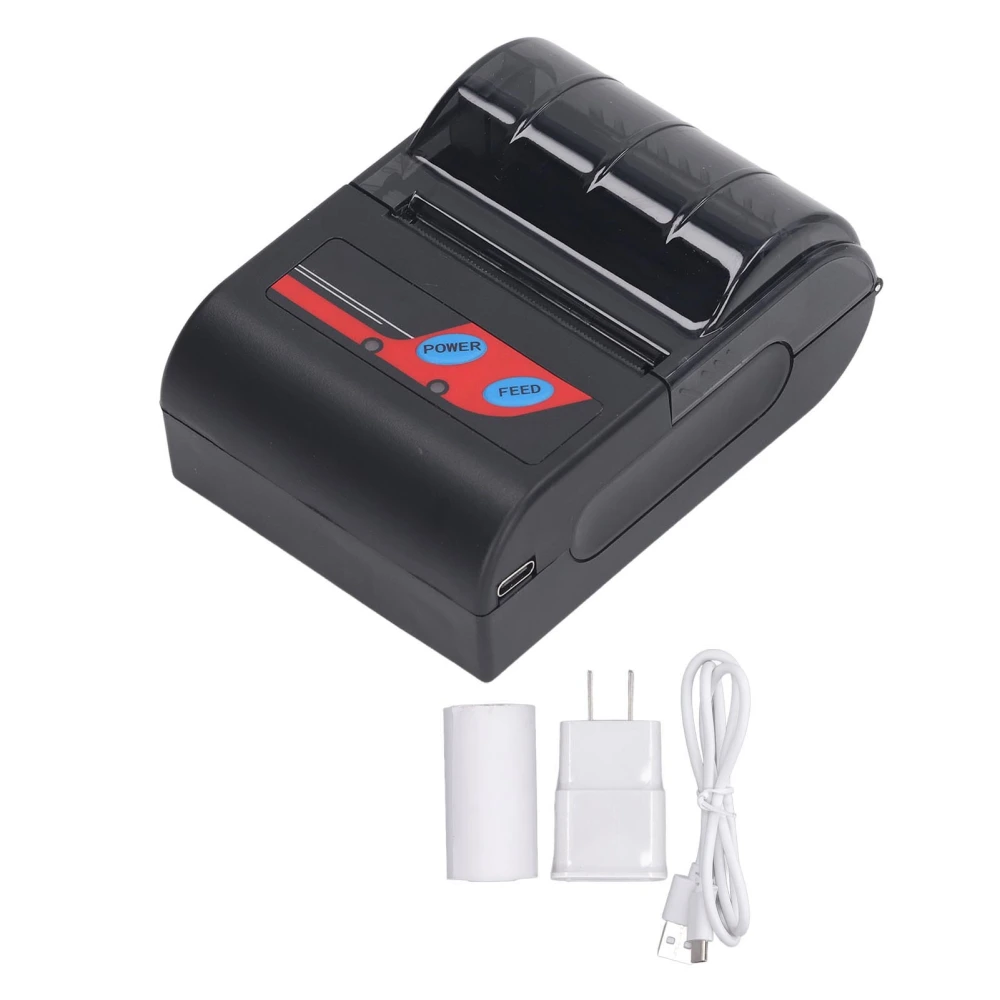 Thermal Receipt Printer BT Portable Handheld Receipt Printer for Supermarkets Restaurants 100‑240V