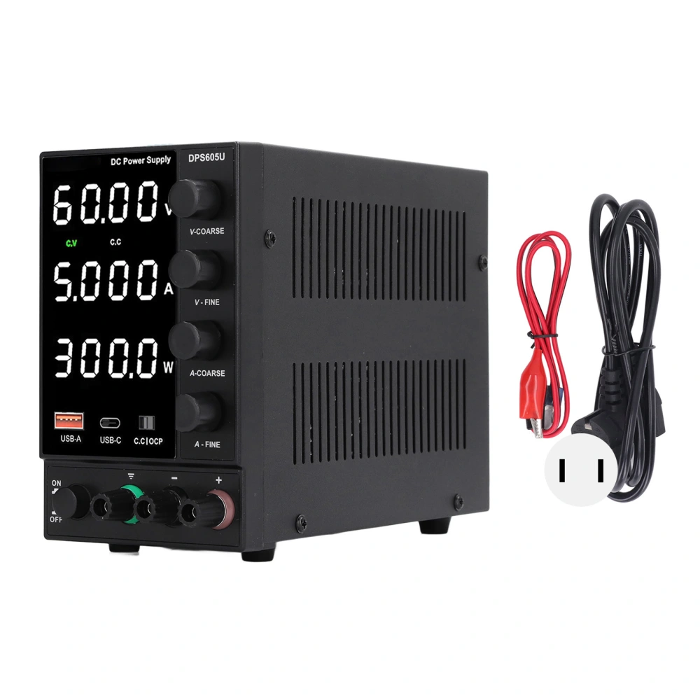 DC Power Supply Variable 300W 0‑60V 0‑5A Output Encoder Adjustment LED Display Adjustable Power Supply US Plug AC115V