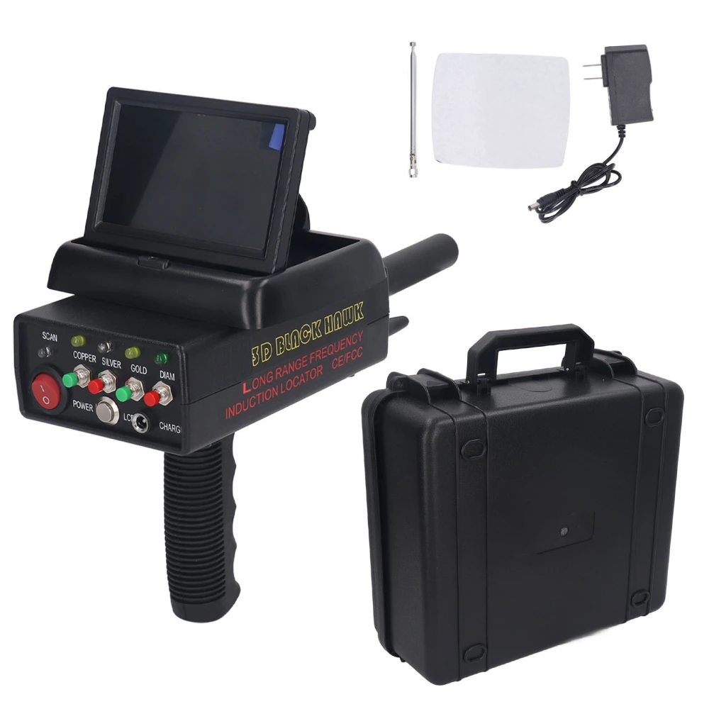 Metal Detector Professional Scanner Underground Detect Identify Object Locator HD Screen Gold Treasure Finder 100‑240V US Plug