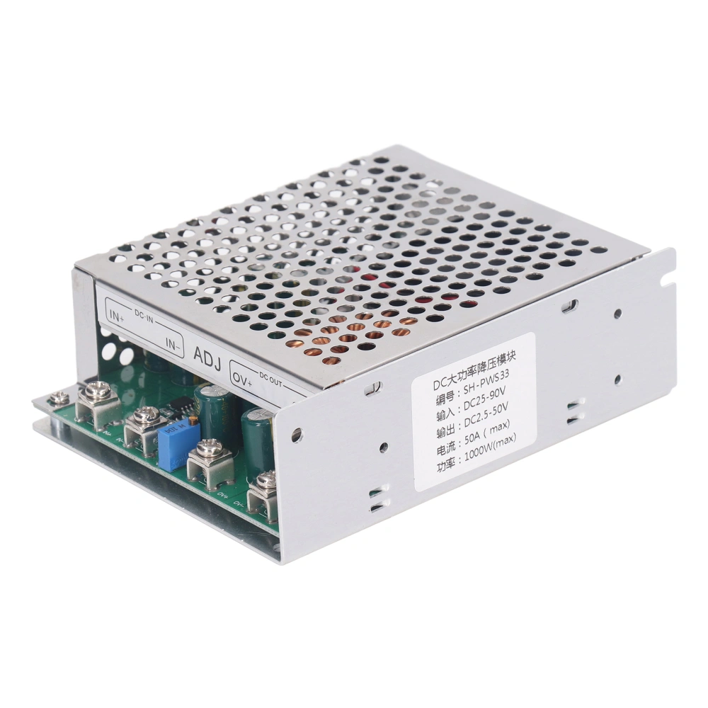 DC to DC Buck Module 50A 1000W DC25‑90V Input DC2.5‑50V Output Adjustable Buck Converter Module with Cooling Fan