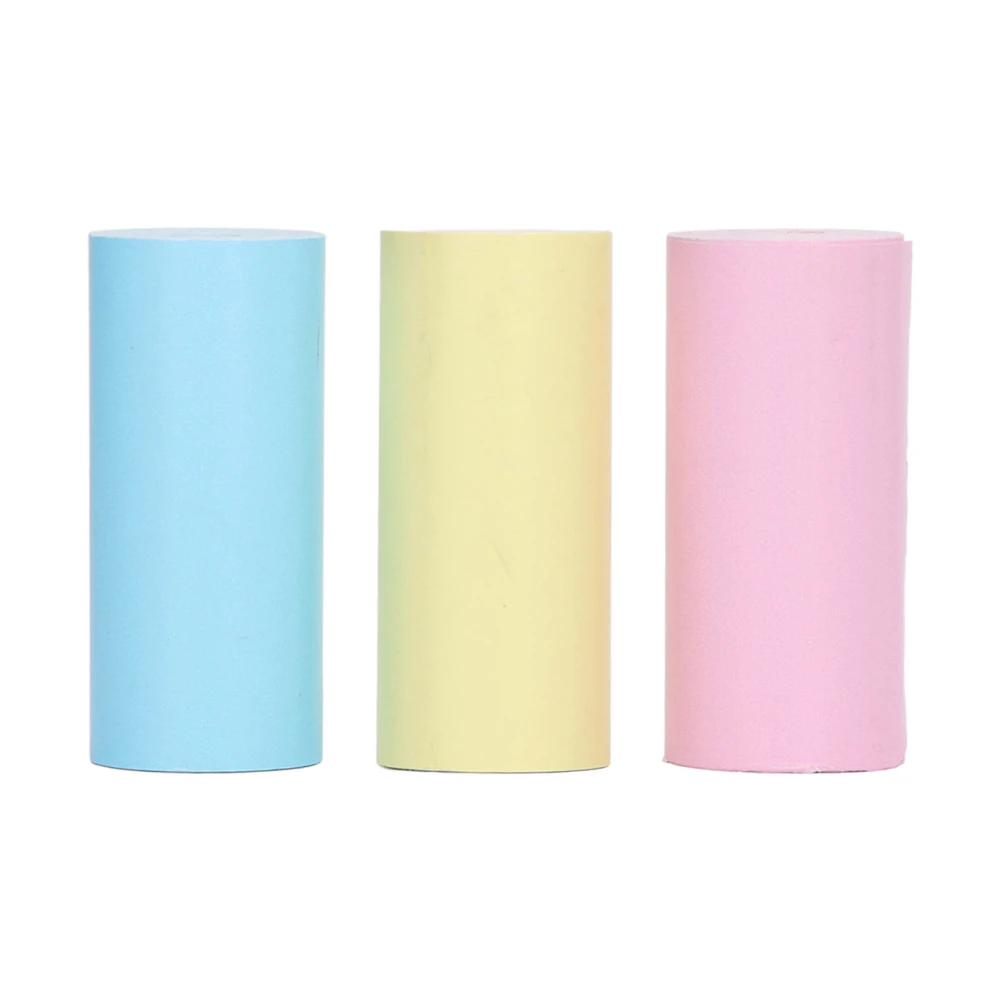 3 Roll Thermal Printer Paper Mini Thermal Print Paper Toll Yellow Blue Pink for Label Photo 57x25mm