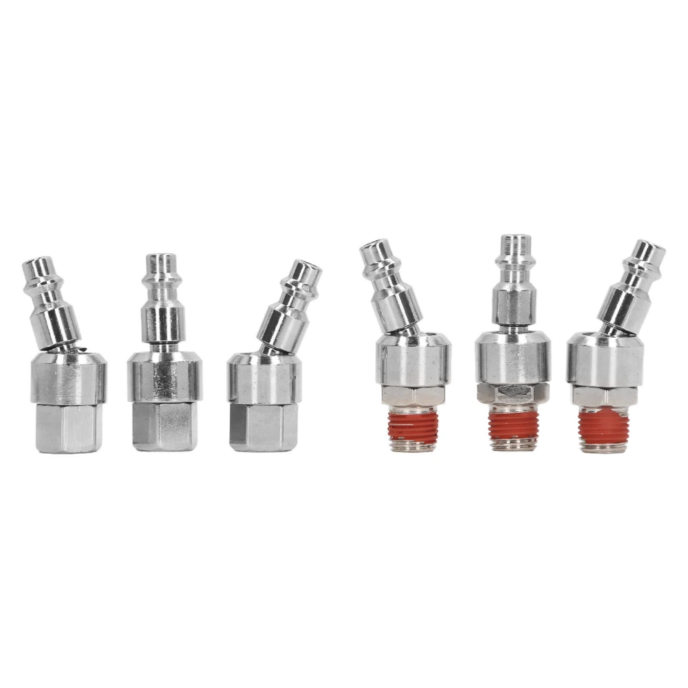 6PCS Air Hose Fittings 1/4 Inch NPT 360 Degree Swivel Air Coupler Stainless Steel Quick Connect Male Plugs