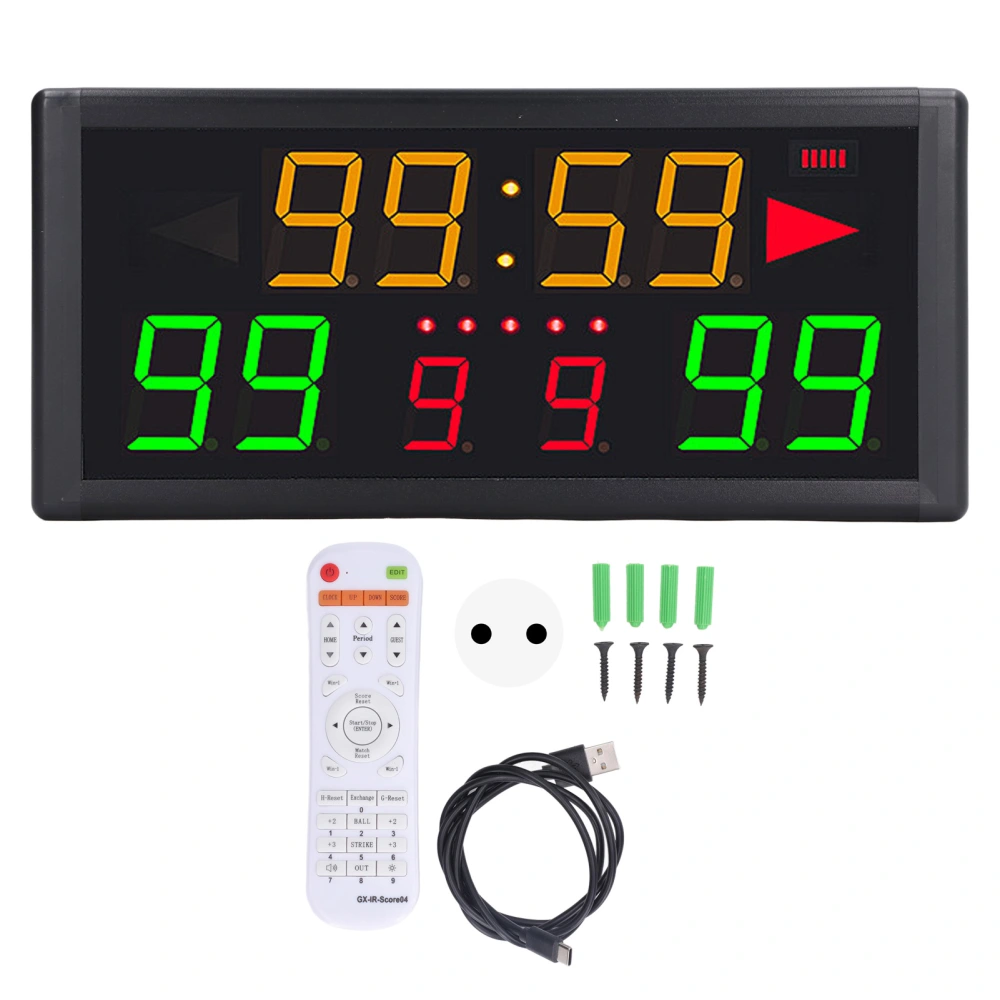 10 Digits Scoreboard LED Electronic Score Keeper Remote Control Scoreboard for Ball Game Daily Training 100‑240V EU Plug