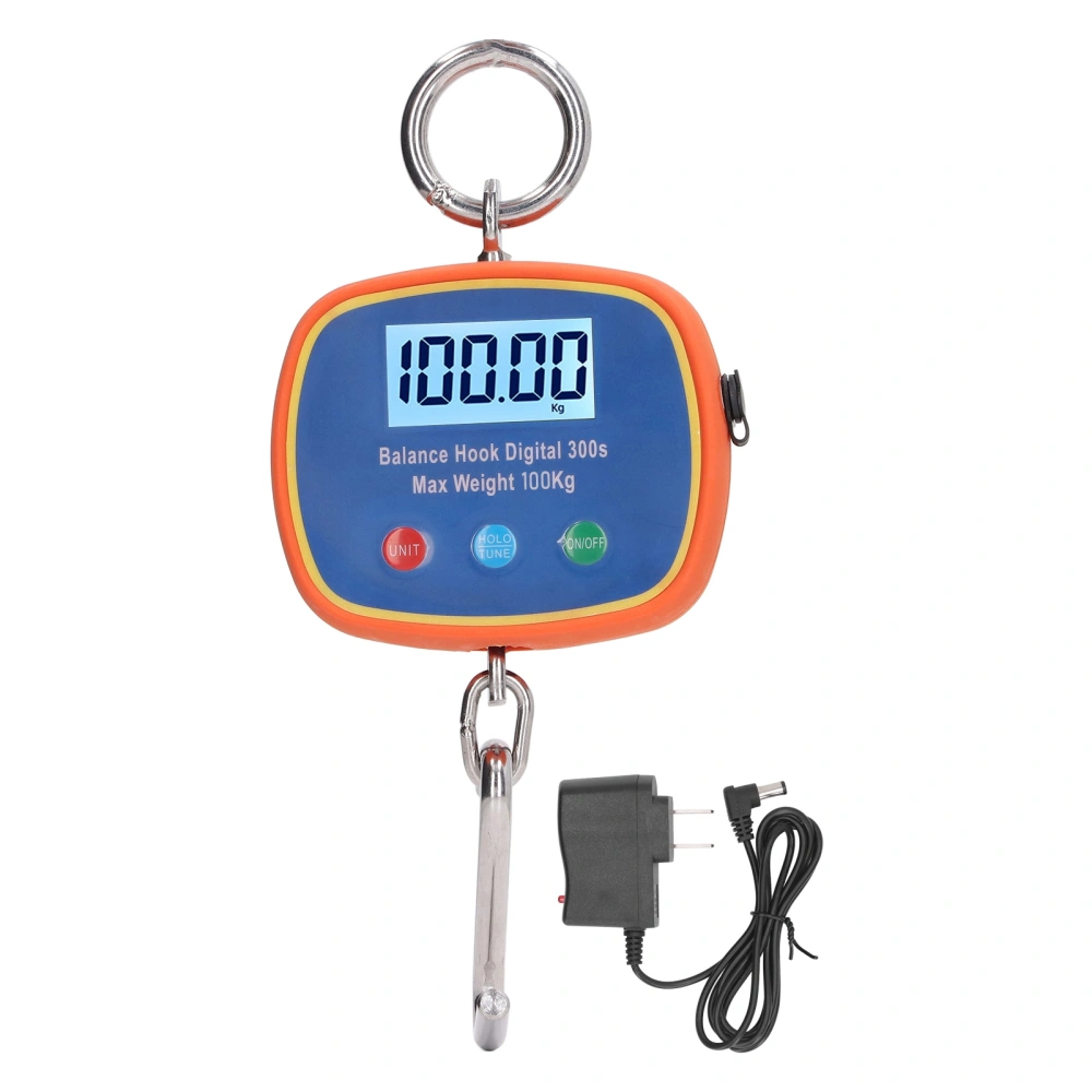 Digital Hook Scale LCD Display Mini Handheld Portable Hanging Balance Crane Maximum Weight 100Kg 220LB 90‑240V