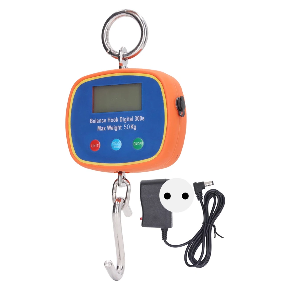 Electronic Hook Scale Double Sides LCD Screen Hanging Scale Portable Industrial Crane Scale 50kg/100LB 90‑240V EU Plug