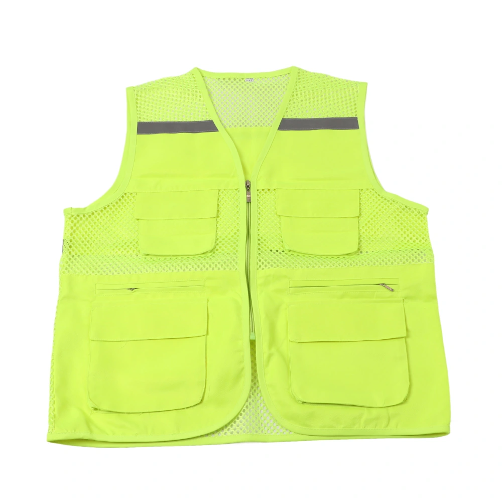 Reflective Vest High Visibility Waterproof Breathable Mesh Safety Vest for Construction Site Night Travel 2XL Fluorescent Green