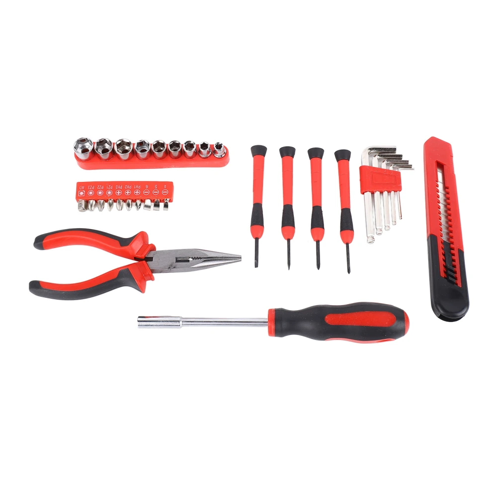 31Pcs Hardware Tool Set Screwdriver Needle Nose Pliers Wrench Kit Carbon Steel Household Tools