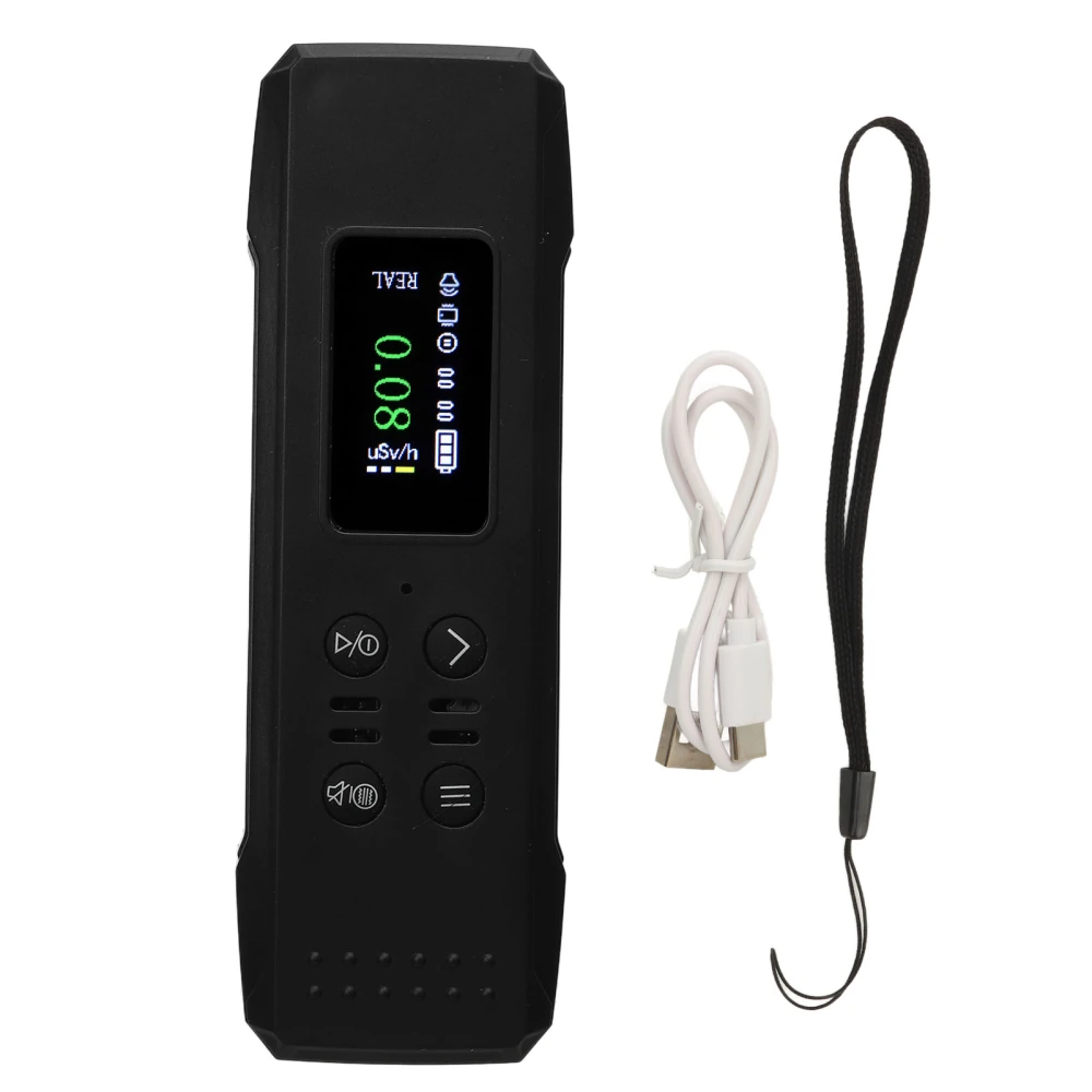 Nuclear Radiation Detector High Sensitivity Sound Light Alarm HD LCD Display Geiger Counter for γ X β Ray Black