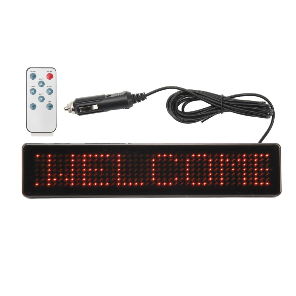 LED Car Sign Remote Control Programmable Advertising LED Sign Screen for Shop Store DC5‑12V Z741R Red Font