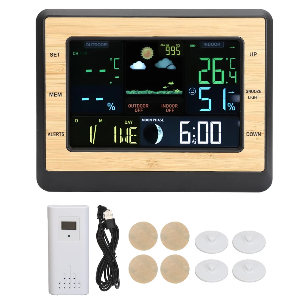 Weather Forecast Station Color Screen Digital Weather Meter Temperature Humidity Monitor for Indoor Outdoor