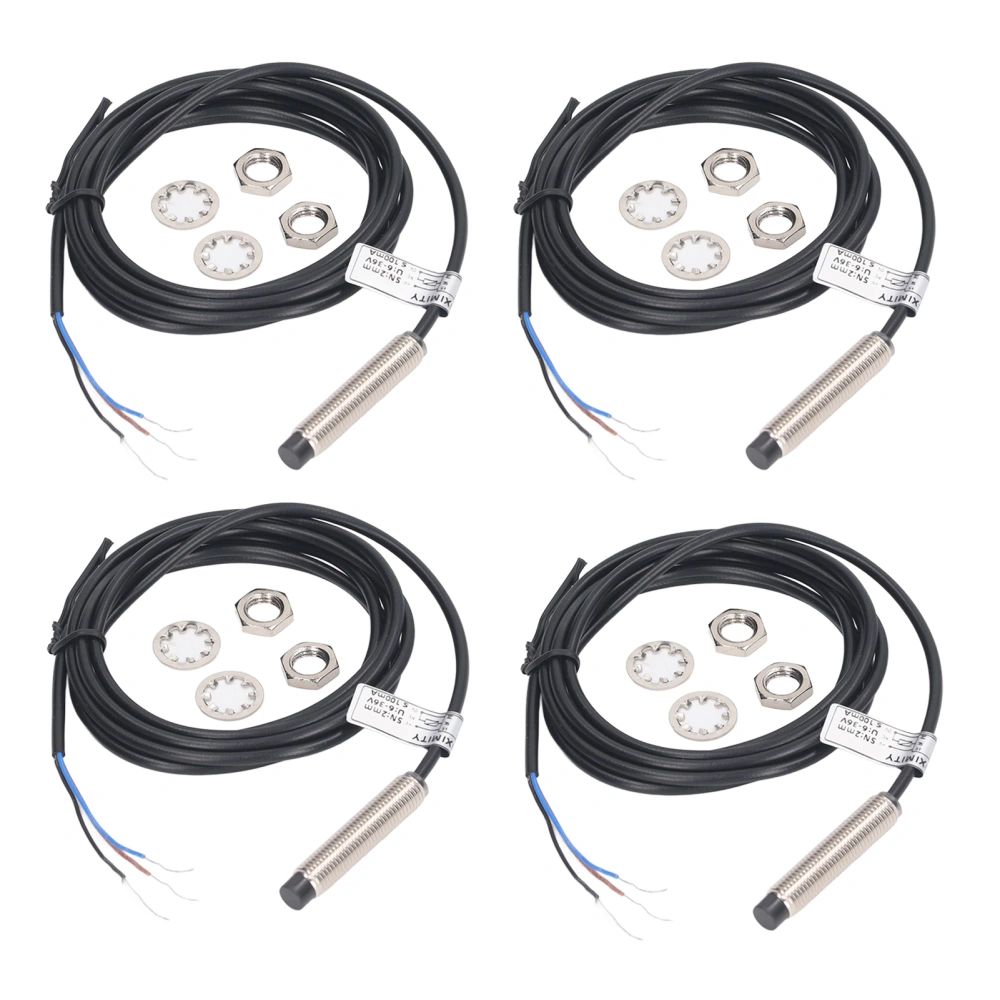 4 Set Proximity Switch 8mm Dia PNP 3 Wire Normally Closed NC Contact Inductive Proximity Sensoring Switch 6 to 36VDC