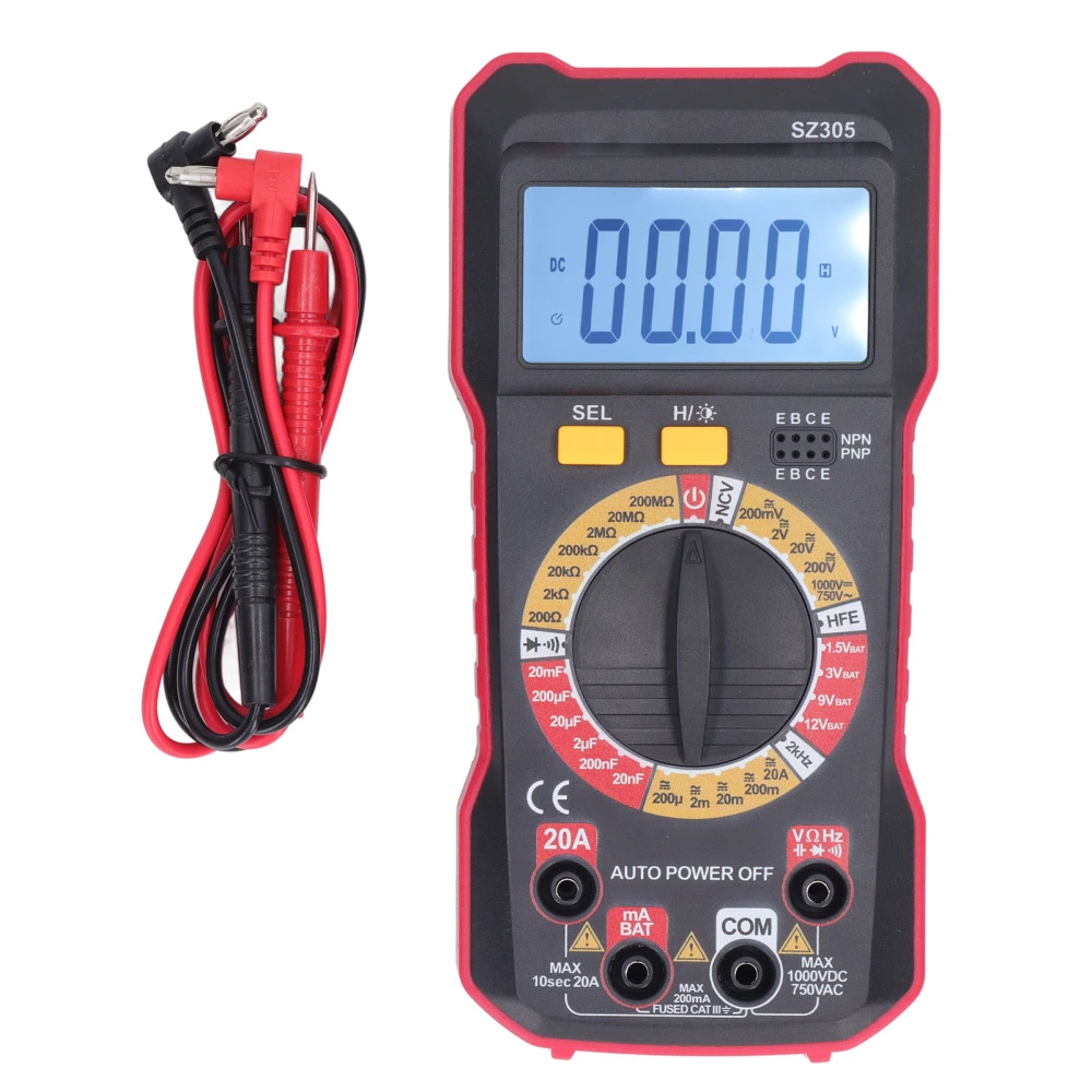 Digital Multimeter High Accuracy AC Voltage Meter 2000 Counts Non Contact Voltmeter Ammeter SZ305