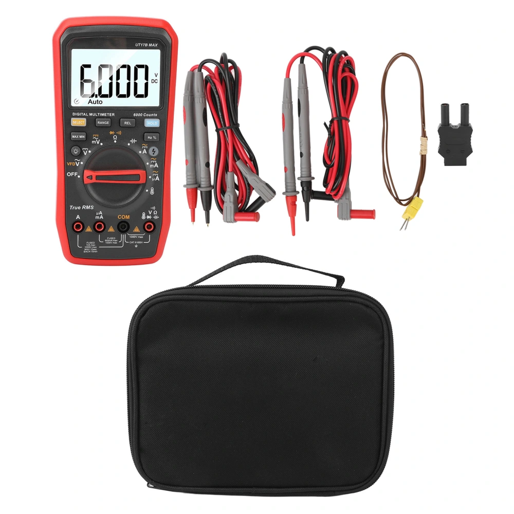 Digital Multimeter 6000 Counts DC AC Voltmeter Ohm Volt Amp Test Meter Electric Ohmmeter LED Display with Backlit