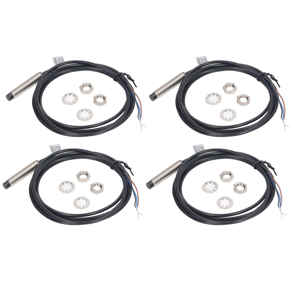 4 Set Inductive Proximity Switch 2mm Detecting Distance PNP DC 3 Wire NO Contact Proximity Sensor 6‑36VDC