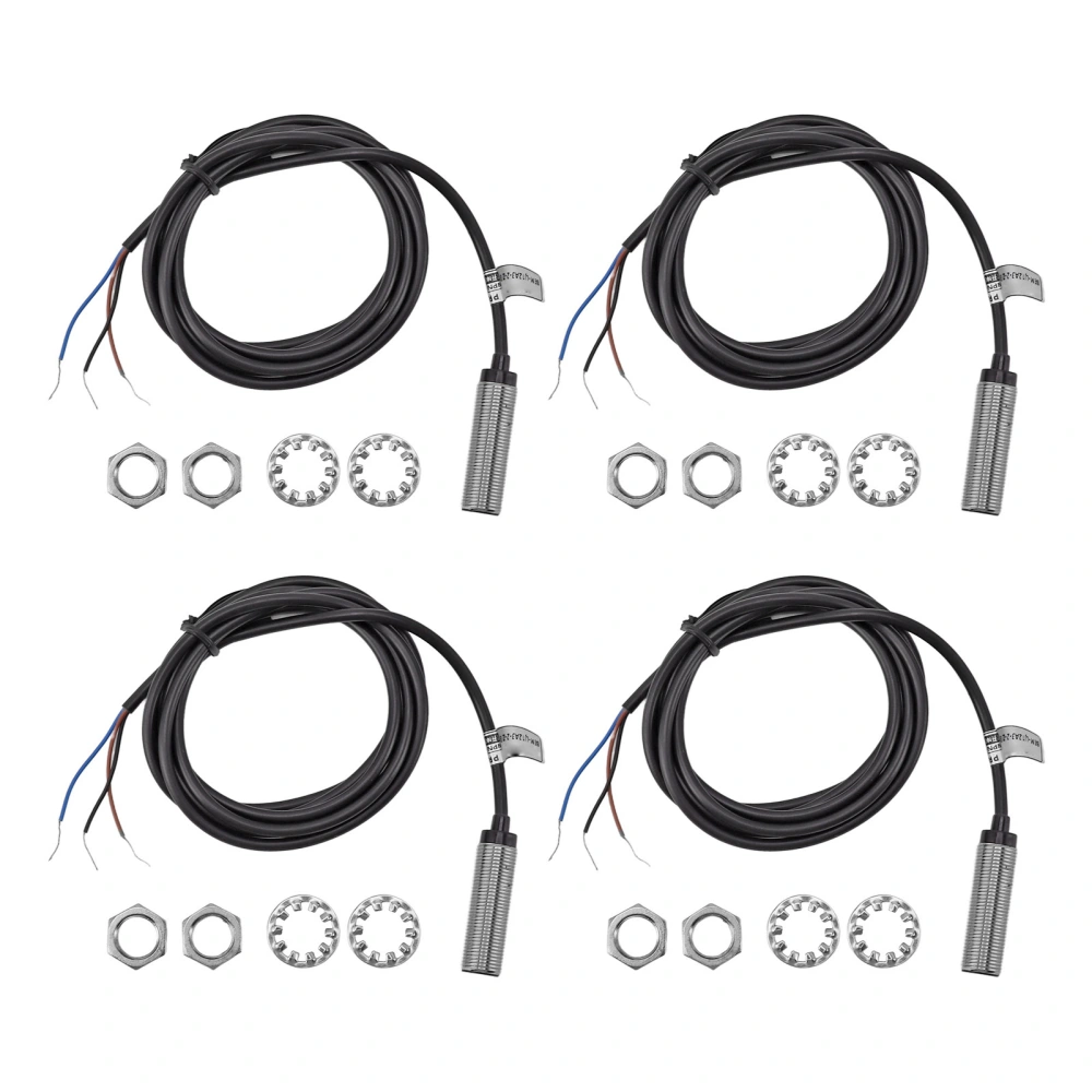 4 Set Proximity Switch 12mm Dia Inductive Proximity Sensor Switch NPN DC 3 Wire NO Contact 6‑36VDC 2mm Measure Range