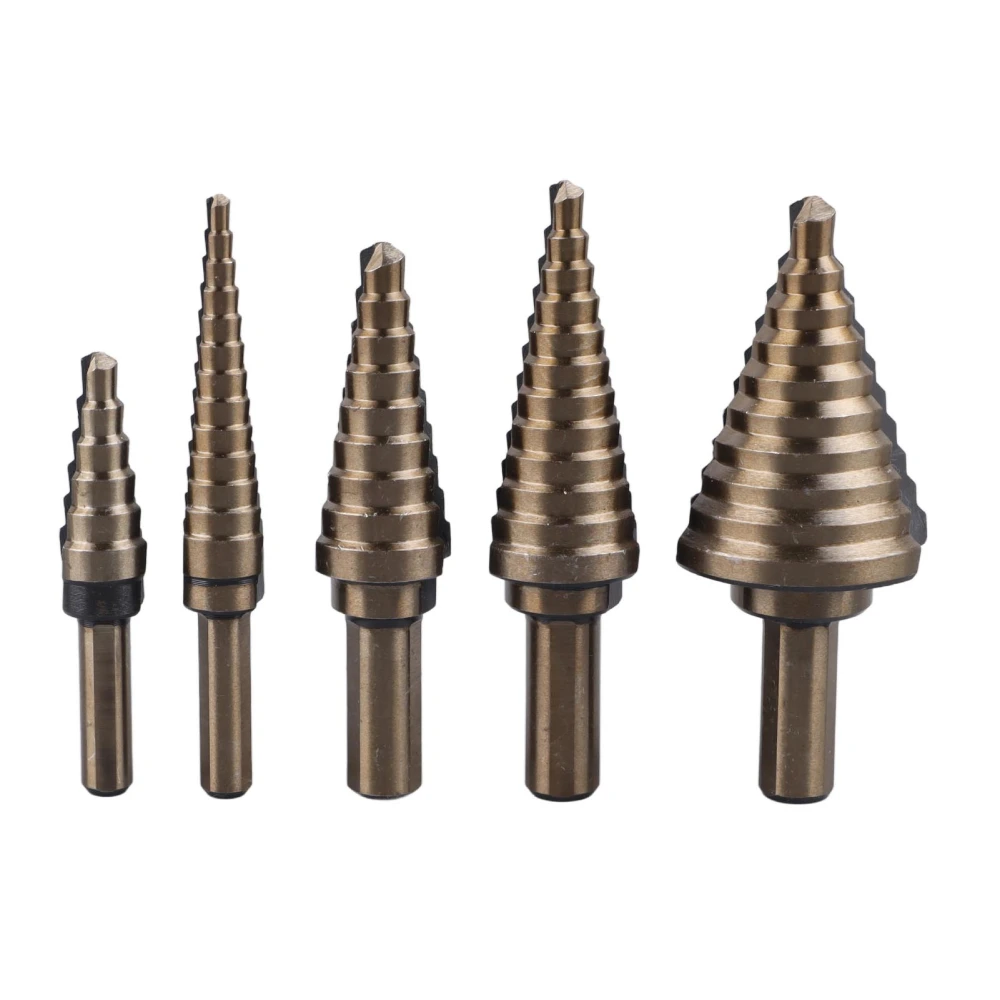 5 Pcs Set Step Drill Bit 3/16 to 1‑3/8 Inch Carbide Drill Cone Bits for Wood Metal Plastic