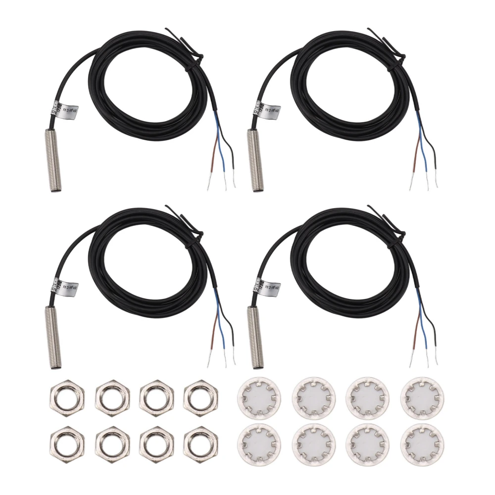 4 Set Proximity Sensor Switch 8mm Flat Head Metal Case NPN DC 3 Wire Normally Closed Proximity Sensor Inductive Switch