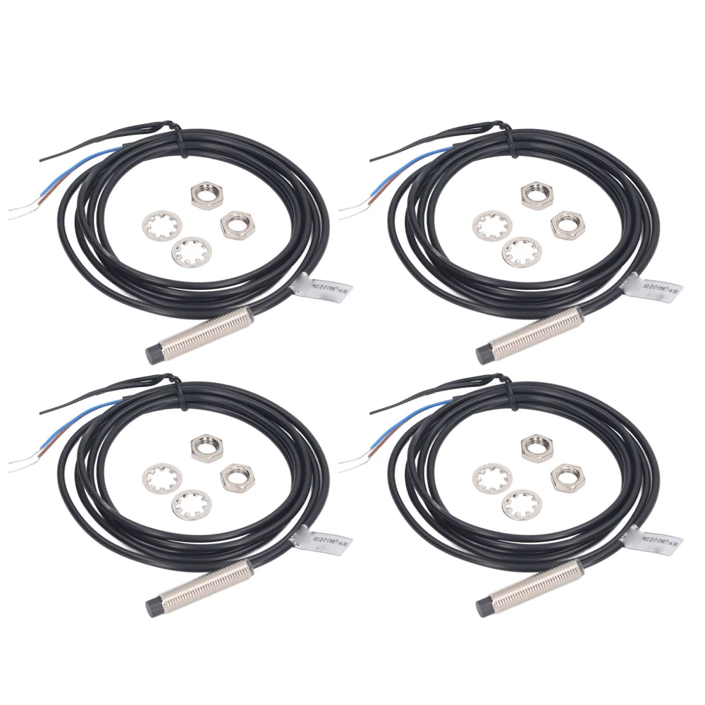 4 Sets 8mm Proximity Sensor Inductive Proximity Switch NPN 2 Wire NC Contact 6‑36VDC 2mm Detection Distance