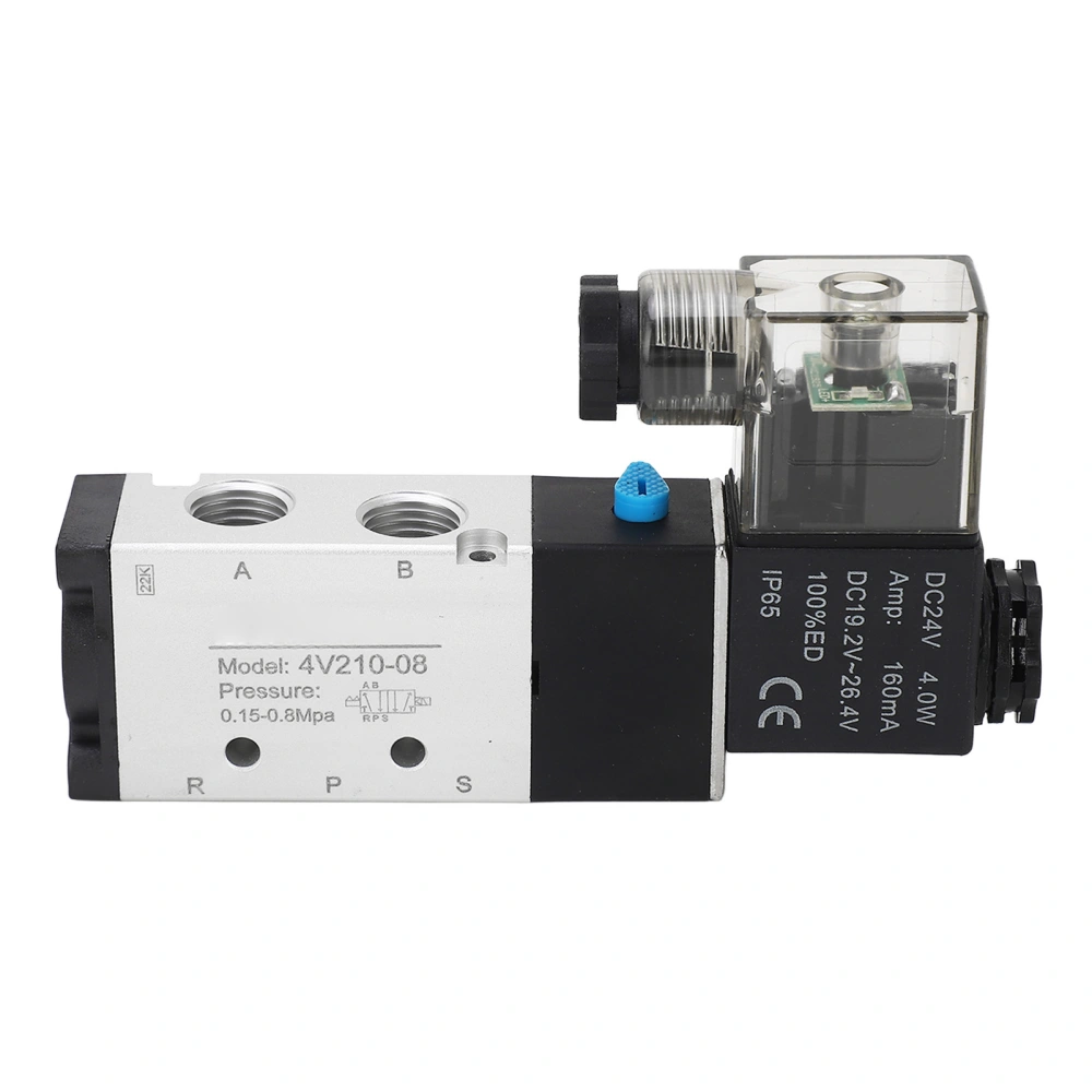 Solenoid Air Valve 2 Position 5 Way Aluminum Alloy High Accuracy Pneumatic Reversing Valve DC24V PT 1/4in