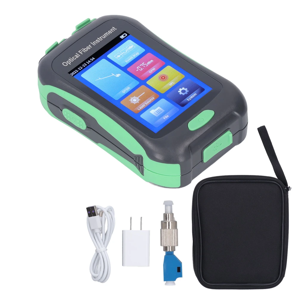 FC LC Adapter OTDR Fiber Optic Tester 1550nm 20dB 3.5in Display Optical Time Domain Reflectometer 100‑240V US Plug