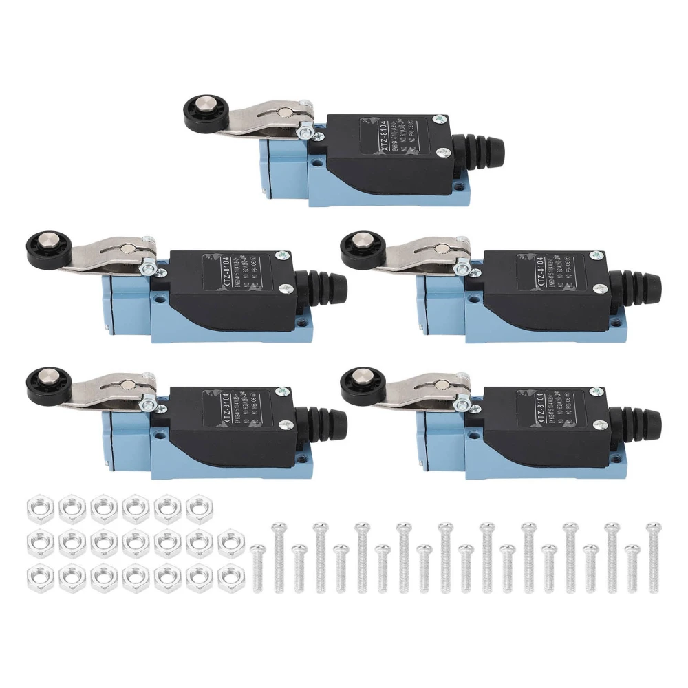 5 Pcs Roller Lever Arm Limit Switch IP66 Rotary Adjustable Roller Lever Momentary Travel Switch 380V