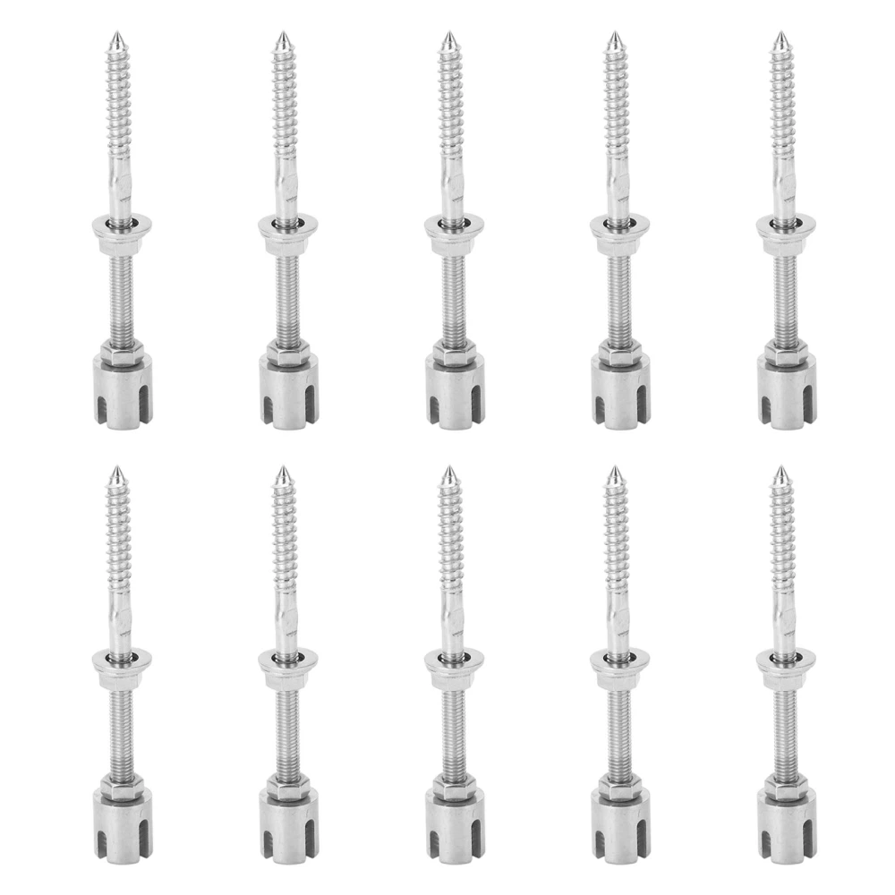 10Pcs Cross Cable Clamps 316 Stainless Steel Corrosion Resistant Cross Wire Clamps with Thread Rod for Ropes Below 3/4mm 4mm / 0.16in