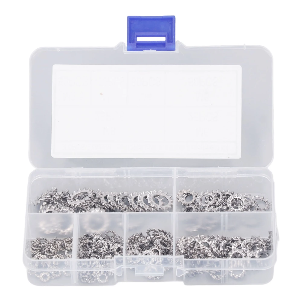 300Pcs External Tooth Star Lock Washer M2.5 M3 M4 M5 M6 M8 304 Stainless Steel Star Lock Washer Assortment Kit