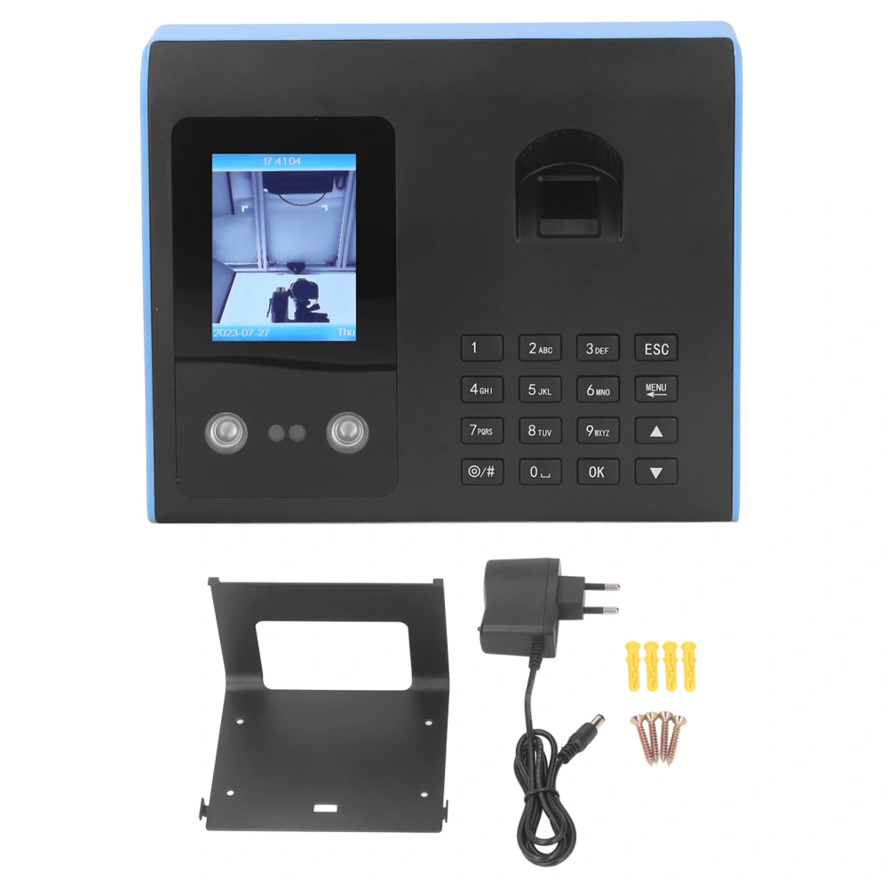 Attendance Machine Biometric Face Fingerprint Password Check In Machine Time Clock 100‑240V for Office EU Plug