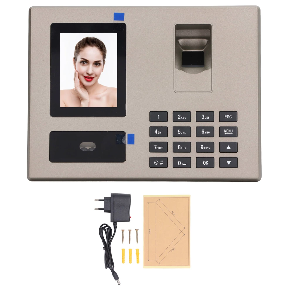 Employee Attendance Machine Fingerprint Biometric Face Recognition Time Card PIN Punching 100‑240V EU Plug