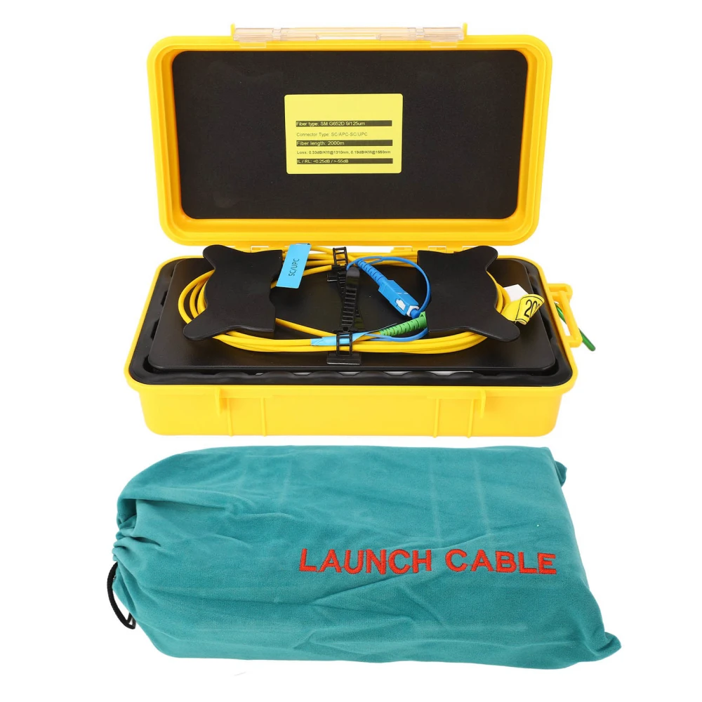 SC SC UPC 2KM OTDR Launch Cable Waterproof Portable Launch Cable Box for SM 1310 1550nm Single Mode Cable